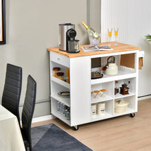 Load image into Gallery viewer, Kitchen Island Trolley Cart on Wheels with Storage Open Shelves and Drawer-White
