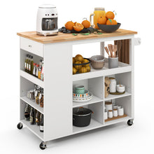 Load image into Gallery viewer, Kitchen Island Trolley Cart on Wheels with Storage Open Shelves and Drawer-White