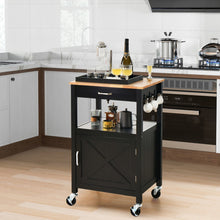 Load image into Gallery viewer, Rolling Kitchen Island Cart with Drawer and Side Hooks-Black