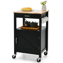 Load image into Gallery viewer, Rolling Kitchen Island Cart with Drawer and Side Hooks-Black