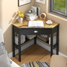 Load image into Gallery viewer, Corner Wooden Piece Laptop Computer Desk-Rustic Brown