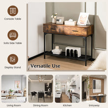 Load image into Gallery viewer, 2 Drawers Console Table with Metal Frame for Living Room-Rustic Brown