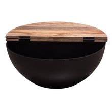 Load image into Gallery viewer, Salem Round Drum Storage Cocktail Table w/ Natural Mango Wood Top & Metal Base by Diamond Sofa