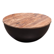 Load image into Gallery viewer, Salem Round Drum Storage Cocktail Table w/ Natural Mango Wood Top & Metal Base by Diamond Sofa