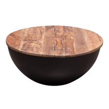 Load image into Gallery viewer, Salem Round Drum Storage Cocktail Table w/ Natural Mango Wood Top & Metal Base by Diamond Sofa