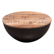 Load image into Gallery viewer, Salem Round Drum Storage Cocktail Table w/ Natural Mango Wood Top & Metal Base by Diamond Sofa