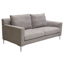 Load image into Gallery viewer, Seattle Loose Back Loveseat in Grey Polyester Fabric w/ Polished Silver Metal Leg by Diamond Sofa