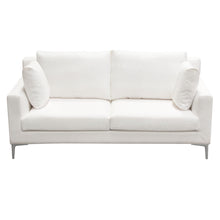 Load image into Gallery viewer, Seattle Loose Back Loveseat in White Linen w/ Polished Silver Metal Leg by Diamond Sofa