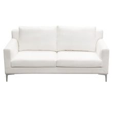 Load image into Gallery viewer, Seattle Loose Back Loveseat in White Linen w/ Polished Silver Metal Leg by Diamond Sofa