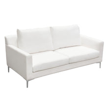 Load image into Gallery viewer, Seattle Loose Back Loveseat in White Linen w/ Polished Silver Metal Leg by Diamond Sofa