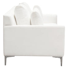 Load image into Gallery viewer, Seattle Loose Back Loveseat in White Linen w/ Polished Silver Metal Leg by Diamond Sofa