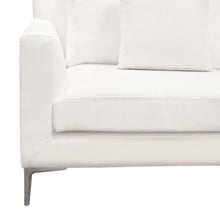 Load image into Gallery viewer, Seattle Loose Back Loveseat in White Linen w/ Polished Silver Metal Leg by Diamond Sofa