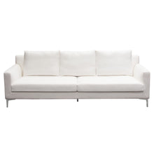 Load image into Gallery viewer, Seattle Loose Back Sofa in White Linen w/ Polished Silver Metal Leg by Diamond Sofa