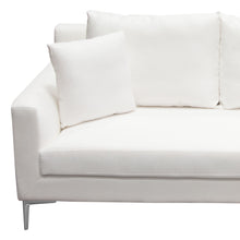 Load image into Gallery viewer, Seattle Loose Back Sofa in White Linen w/ Polished Silver Metal Leg by Diamond Sofa