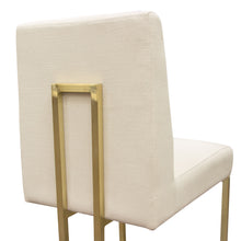 Load image into Gallery viewer, Set of (2) Skyline Dining Chairs in Cream Fabric w/ Polished Gold Metal Frame by Diamond Sofa