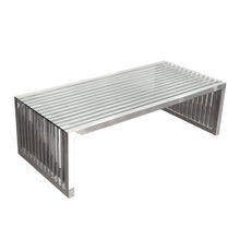 Load image into Gallery viewer, SOHO Rectangular Stainless Steel Cocktail Table w/ Clear, Tempered Glass Top by Diamond Sofa