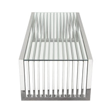 Load image into Gallery viewer, SOHO Rectangular Stainless Steel Cocktail Table w/ Clear, Tempered Glass Top by Diamond Sofa