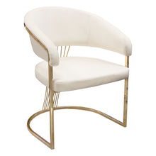 Load image into Gallery viewer, Solstice Dining Chair in Cream Velvet w/ Polished Gold Metal Frame by Diamond Sofa