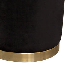 Load image into Gallery viewer, Sorbet Round Accent Ottoman in Black Velvet w/ Gold Metal Band Accent by Diamond Sofa