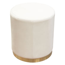 Load image into Gallery viewer, Sorbet Round Accent Ottoman in Cream Velvet w/ Gold Metal Band Accent by Diamond Sofa