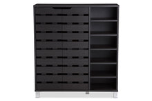 Load image into Gallery viewer, Baxton Studio Shirley Modern and Contemporary Dark Brown Wood 2-Door Shoe Cabinet with Open Shelves