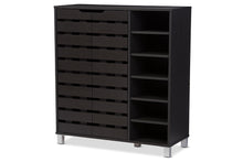 Load image into Gallery viewer, Baxton Studio Shirley Modern and Contemporary Dark Brown Wood 2-Door Shoe Cabinet with Open Shelves