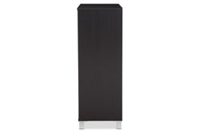 Load image into Gallery viewer, Baxton Studio Shirley Modern and Contemporary Dark Brown Wood 2-Door Shoe Cabinet with Open Shelves