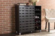 Load image into Gallery viewer, Baxton Studio Shirley Modern and Contemporary Dark Brown Wood 2-Door Shoe Cabinet with Open Shelves