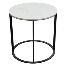 Load image into Gallery viewer, Surface Round End Table w/ Engineered Marble Top & Black Powder Coated Metal Base by Diamond Sofa