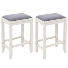 Load image into Gallery viewer, 2 Pieces 25 Inch Upholstered Bar Stool Set with Solid Rubber Wood Frame and Footrest-White