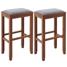 Load image into Gallery viewer, 2 Pieces 31 Inch Upholstered Bar Stool Set with Solid Rubber Wood Frame and Footres-Brown