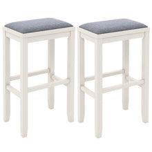 Load image into Gallery viewer, 2 Pieces 31 Inch Upholstered Bar Stool Set with Solid Rubber Wood Frame and Footres-White