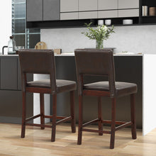 Load image into Gallery viewer, 2 Piece Bar Chair Set with Hollowed Back and Rubber Wood Legs-Brown