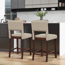Load image into Gallery viewer, 2 Piece Bar Chair Set with Hollowed Back and Rubber Wood Legs-Beige