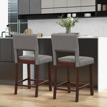 Load image into Gallery viewer, 2 Piece Bar Chair Set with Hollowed Back and Rubber Wood Legs-Gray