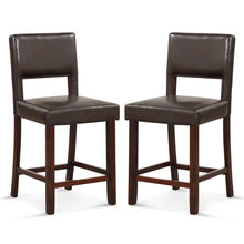 Load image into Gallery viewer, 2 Piece Bar Chair Set with Hollowed Back and Rubber Wood Legs-Brown