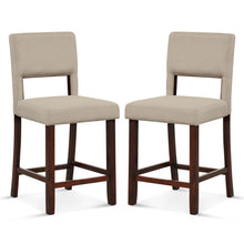 Load image into Gallery viewer, 2 Piece Bar Chair Set with Hollowed Back and Rubber Wood Legs-Beige