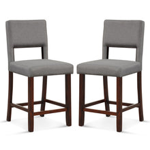 Load image into Gallery viewer, 2 Piece Bar Chair Set with Hollowed Back and Rubber Wood Legs-Gray