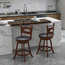 Load image into Gallery viewer, 2 Pieces 24/29 inch Swivel Bar Stools with Curved Backrest and Seat Cushions-24 inches