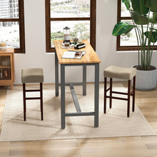 Load image into Gallery viewer, 2 Set of 29 Inch Height Upholstered Bar Stool with Solid Rubber Wood Legs and Footrest-Beige