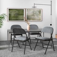 Load image into Gallery viewer, 2 PCS Folding Chair Set with Upholstered Seat and Fabric Covered Backrest