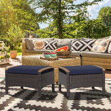 Load image into Gallery viewer, Set of 2 Fade-Resistant Wicker Patio Ottoman-Navy