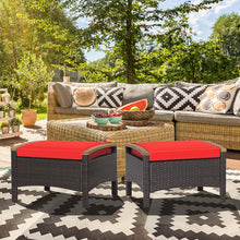 Load image into Gallery viewer, Set of 2 Fade-Resistant Wicker Patio Ottoman-Red