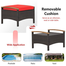 Load image into Gallery viewer, Set of 2 Fade-Resistant Wicker Patio Ottoman-Red