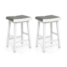 Load image into Gallery viewer, 2 Pieces 26/31.5 Inch Upholstered Saddle Barstools with Padded Cushions-26 inches