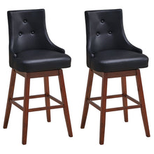 Load image into Gallery viewer, 2 Pieces 29 Inch Pub Height Swivel Upholstered Bar Stools with Wood Legs-29 inches