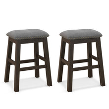 Load image into Gallery viewer, 2 Piece 24.5 Inch Counter Height Bar Stool Set with Padded Seat-Gray