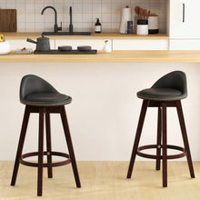 Load image into Gallery viewer, 2 Pieces Cushioned Swivel Bar Stool Set with Low Back-Black