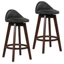 Load image into Gallery viewer, 2 Pieces Cushioned Swivel Bar Stool Set with Low Back-Black