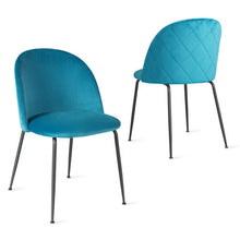 Load image into Gallery viewer, Set of 2 Upholstered Velvet Dining Chair with Metal Base for Living Room-Teal